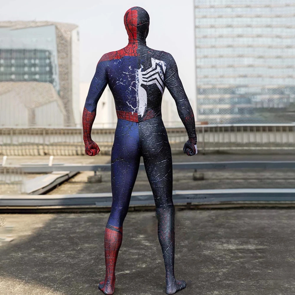 成人儿童电影游戏Spiderman Cos男款毒液蜘蛛侠战衣连体紧身衣-图3