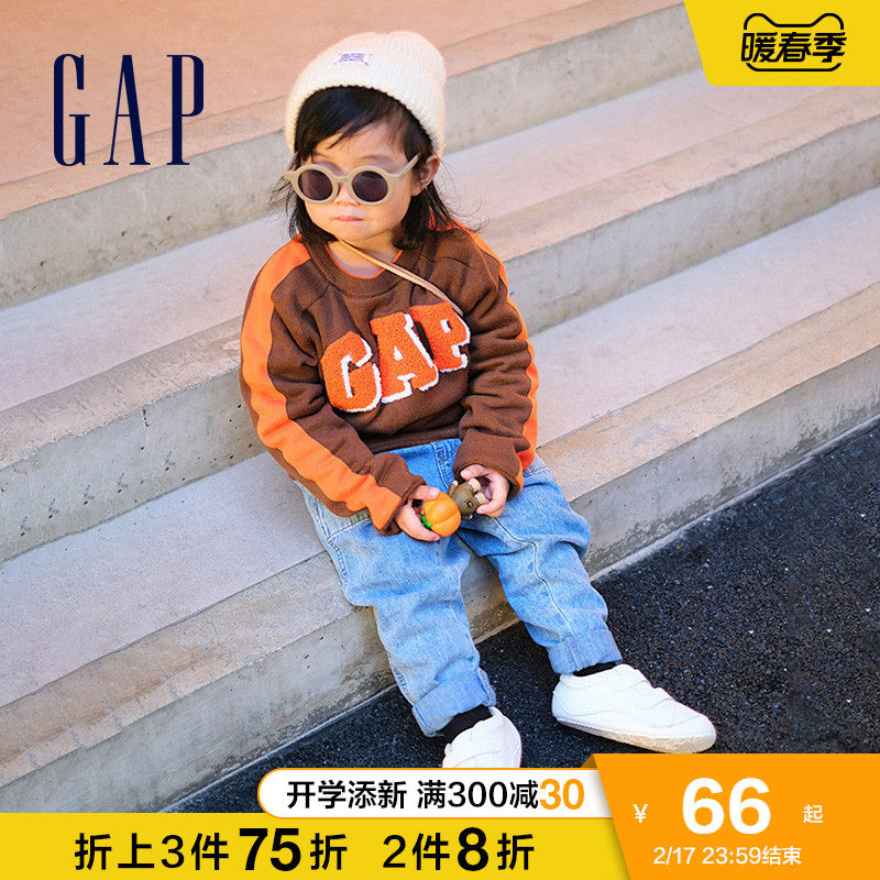 gap男幼童logo加绒春季潮抓绒毛衣 Gap毛衣/针织衫
