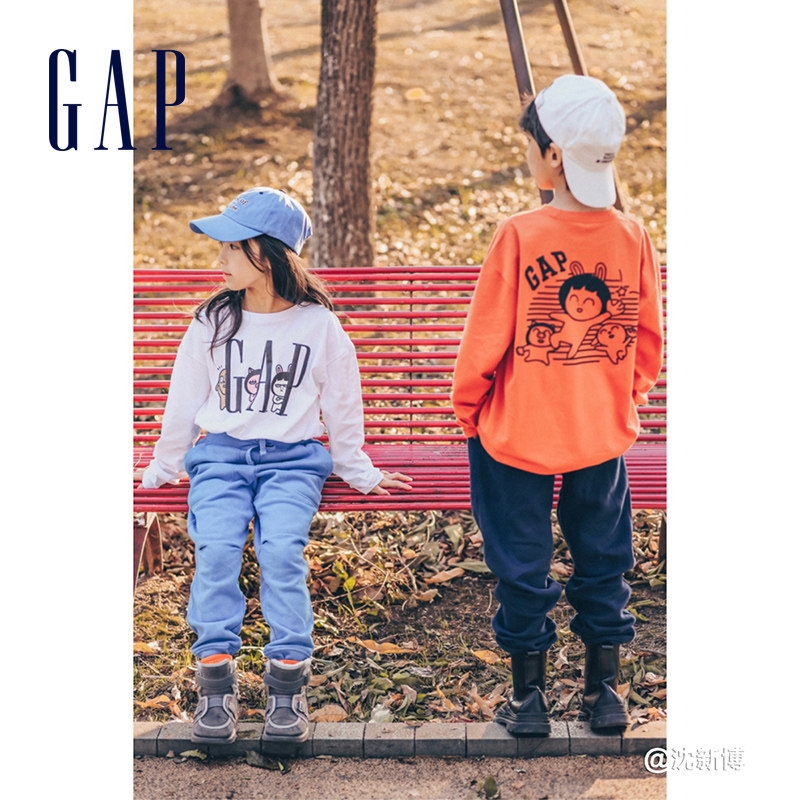 gap男女童碳素软磨抓绒755653卫裤 Gap裤子