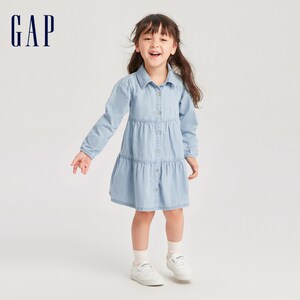 Gap女幼童春秋纯棉舒适牛仔洋气连衣裙儿童装可爱娃娃裙811040