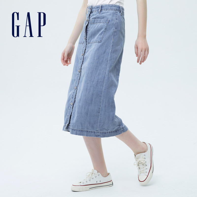 gap浅色水洗复古纯棉牛仔半身裙 Gap半身裙