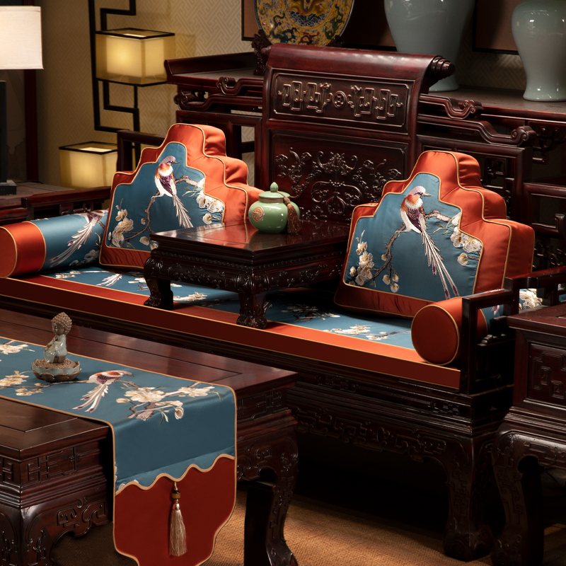 中国风红木沙发坐垫罗汉床座垫家用防滑实木家具四季通用海绵乳胶