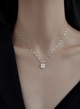 巷南925纯银四叶草项链轻奢小众
