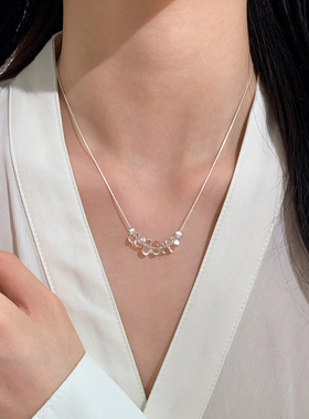 巷南925纯银天然水晶项链女高级