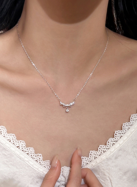 巷南925纯银闪钻水滴项链轻奢女