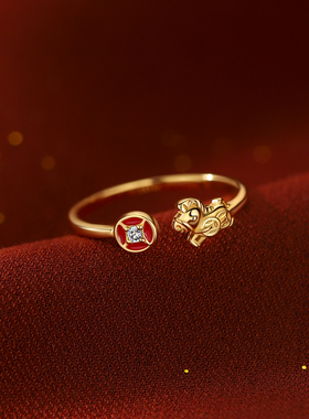 巷南999纯银跃马转金戒指本命年