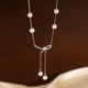 Xiangnan 925 sterling silver bow pearl necklace light luxury