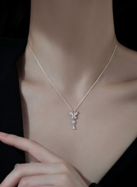 巷南925纯银蝴蝶流苏项链轻奢女