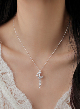 巷南999纯银星月流苏项链轻奢女