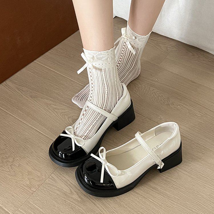 小香风单鞋2025新款鞋子女蝴蝶结玛丽珍女鞋法式英伦风高跟小皮鞋,淘宝优惠券,粉丝福利购,淘宝优惠卷