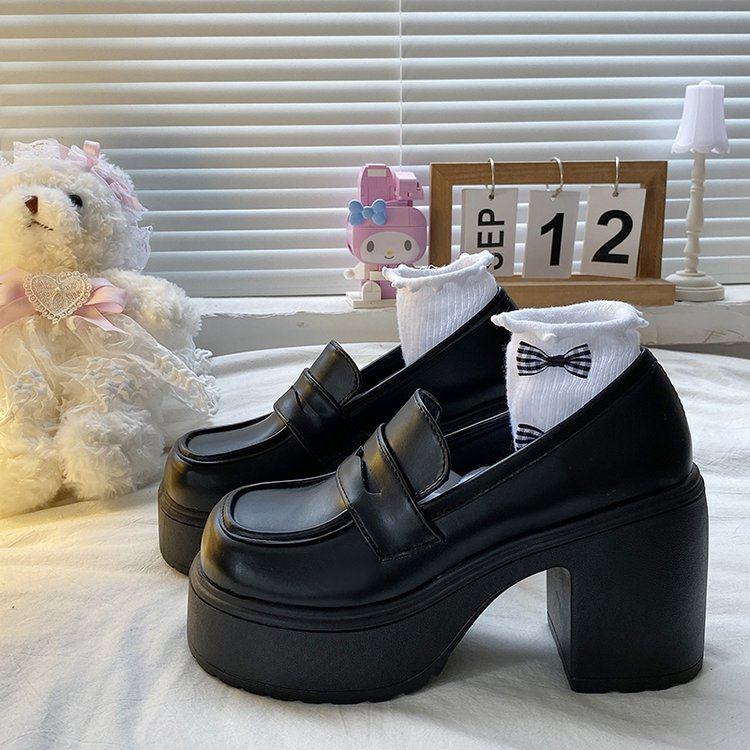 超厚底乐福鞋女玛丽珍小个子女鞋增高防水台粗跟高跟鞋复古jk皮鞋,淘宝优惠券,粉丝福利购,淘宝优惠卷