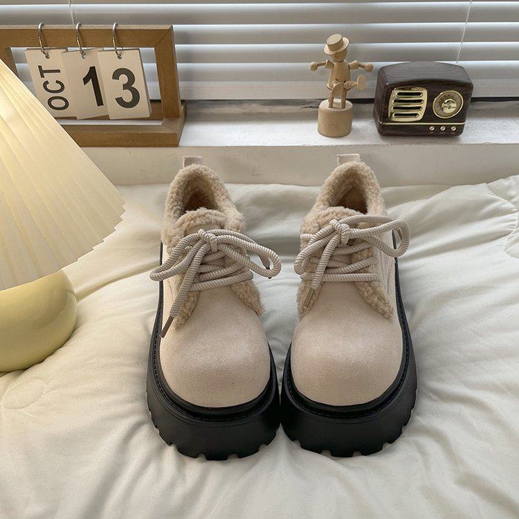 冬季加绒小皮鞋女英伦风高跟厚底增高毛毛鞋法式玛丽珍女鞋JK单鞋,淘宝优惠券,粉丝福利购,淘宝优惠卷