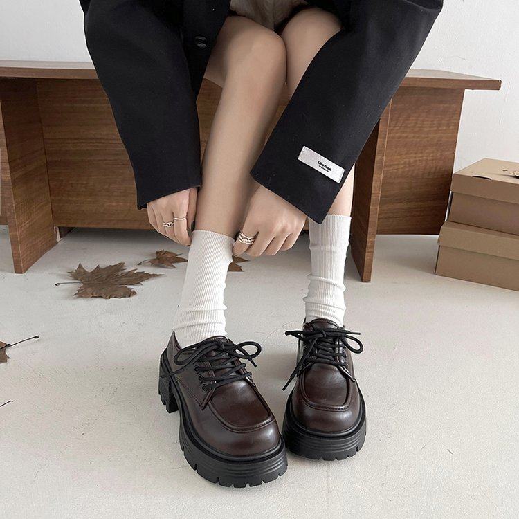 加绒小皮鞋女2025冬季新款百搭鞋子英伦风厚底增高乐福鞋大码女鞋,淘宝优惠券,粉丝福利购,淘宝优惠卷