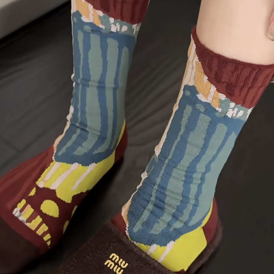 【4双装】这个配色真的太适合秋天了！满满的秋天感复古袜子女！,淘宝优惠券,粉丝福利购,淘宝优惠卷