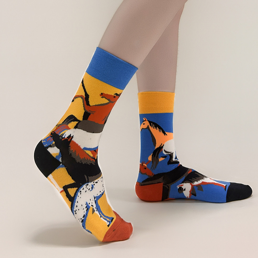 【5双装】不对称设计2026新年马年AB袜子红色男女本命年中筒棉袜,淘宝优惠券,粉丝福利购,淘宝优惠卷