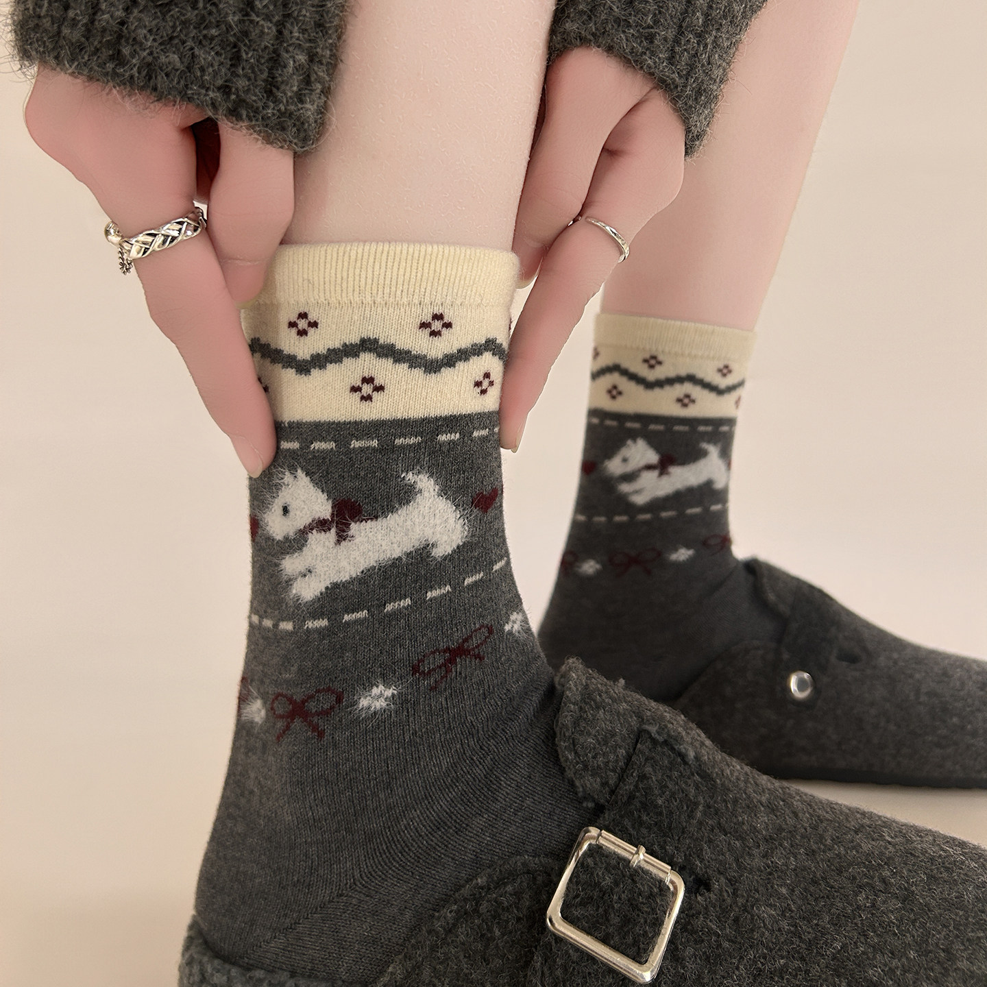 【4双装】冬天bi不可少的羊毛袜子~保暖又漂亮~上脚舒适~袜子女厚,淘宝优惠券,粉丝福利购,淘宝优惠卷