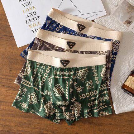 美式复古男士内裤2025新款男生男士学生平角裤中腰四角裤高弹透气