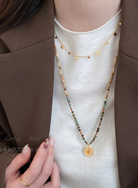 波西米亚美拉德虎眼石串珠项链