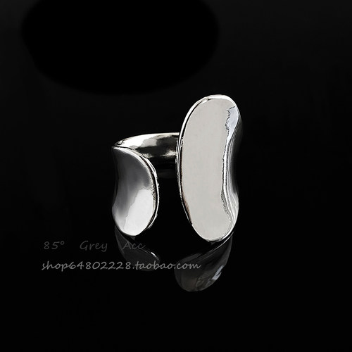 小众设计感不规则宽面戒指女简约百搭重工开口指环时尚气质食指戒 - 图0