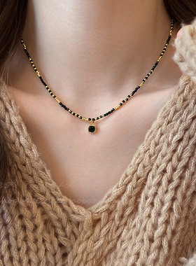 轻奢气质黑玛瑙款串珠项链