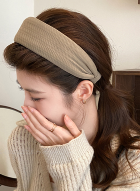 秋冬棕色宽边发箍女高颅顶头箍