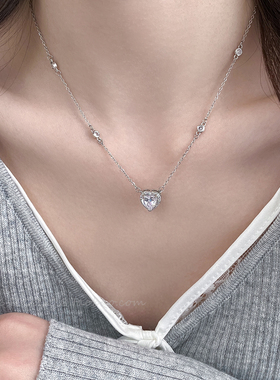 高级感闪钻吊坠锁骨链项链