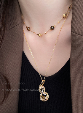 金色闪钻锆石镂空葫芦吊坠项链女