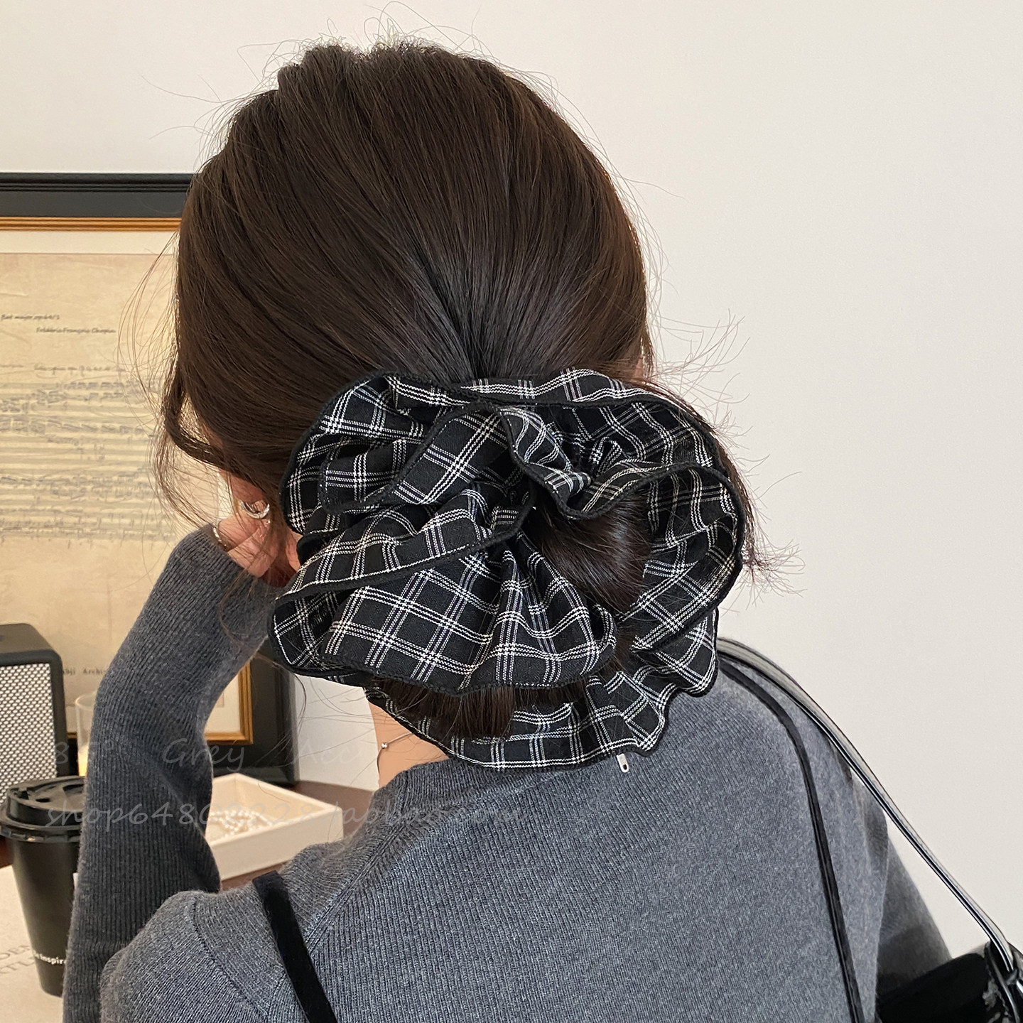 复古格纹大肠发圈女高级感洋气2026新款气质丸子头发绳低马尾头绳,淘宝优惠券,粉丝福利购,淘宝优惠卷