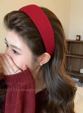 红色发箍女2025新款高颅顶复古