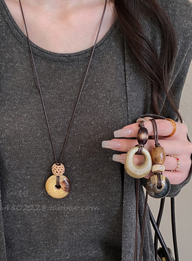 新中式晕染不规则长款项链女