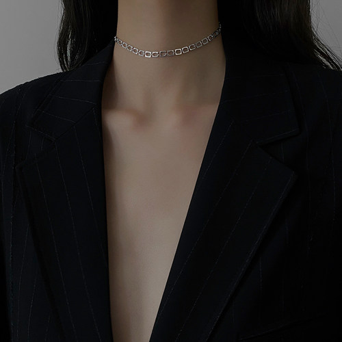 欧美简约金属项链女ins小众设计感短款锁骨链子气质choker脖颈链 - 图1