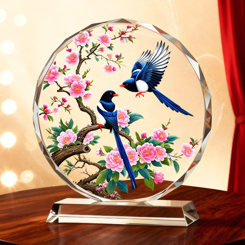 喜鹊梅花图摆件暖居家居送人装饰画公司前台喜上眉梢客厅玄关摆台,淘宝优惠券,粉丝福利购,淘宝优惠卷