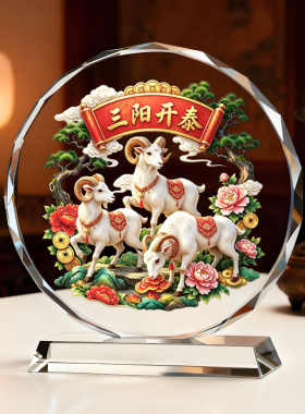 三阳开泰摆件2027羊年家里客厅玄关办公室柜子书房桌面好寓意摆台