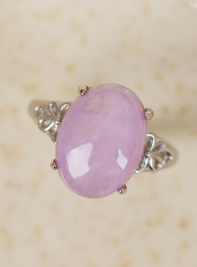 紫色水晶皇后天然紫锂辉水晶戒指清新猫眼效应薰衣草浅紫色送闺蜜