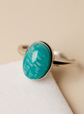 天河石原创亚马逊7a级老矿戒指