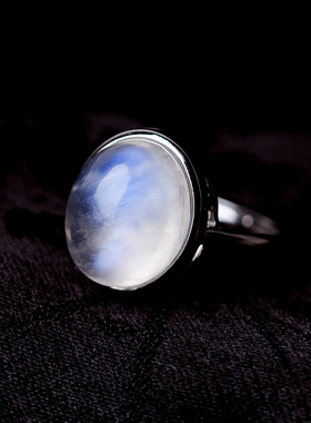 女天然月光石大颗粒戒指助眠