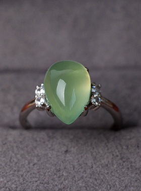 天然葡萄石清新养肝解烦恼银戒指