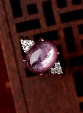 紫锂云母原创猫眼复古戒指解压