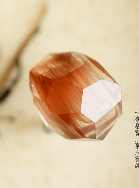 随形天然红发晶活血招财银戒指