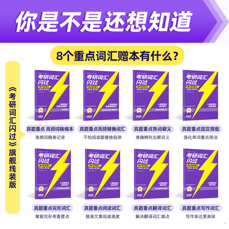 配套视频】考研词汇闪过2025考研英语词汇单词书2024年英语一英语二历年真题5500词乱序版默写本语法长难句口袋书随身背搭考研真相