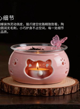 蝴蝶猫香薰炉家用香薰炉粗陶茶道提香器沉香檀香茶叶可干烧