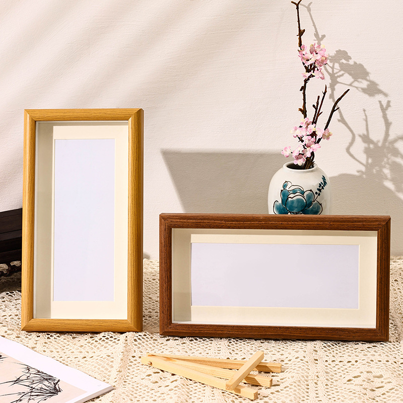 书法字画专用木质中空立体玻璃5寸相框6油画7剪纸DIY摆台8照片墙 - 图2