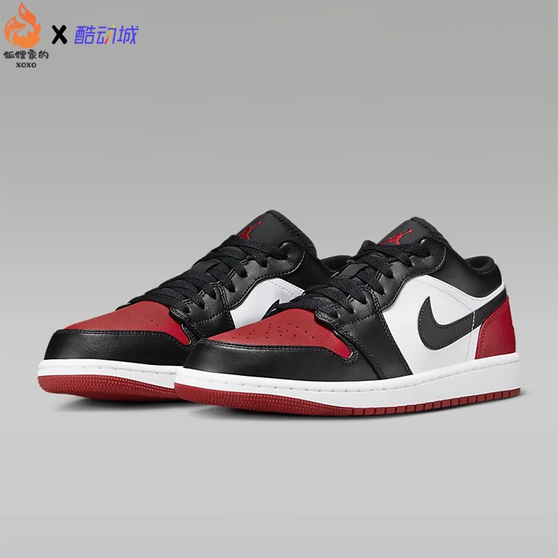 Air Jordan 1 Low AJ1 黑红脚趾 男女同款低帮篮球鞋 553558-161 - 图2