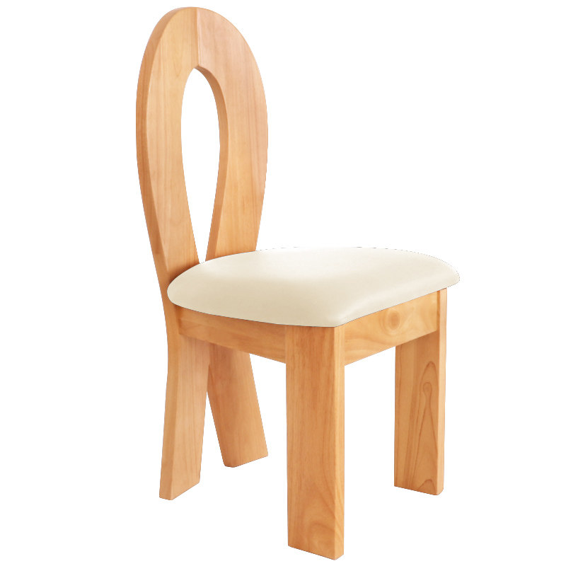 中古实木餐椅轻奢人鱼椅法式家用椅复古靠背椅化妆原木民宿餐厅椅 - 图0