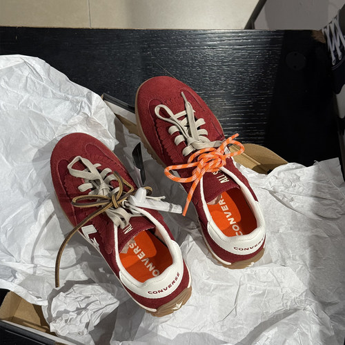 正品CONVERSE匡威 RunStarTtainer 深红色男女复古德训鞋 A16584C - 图2
