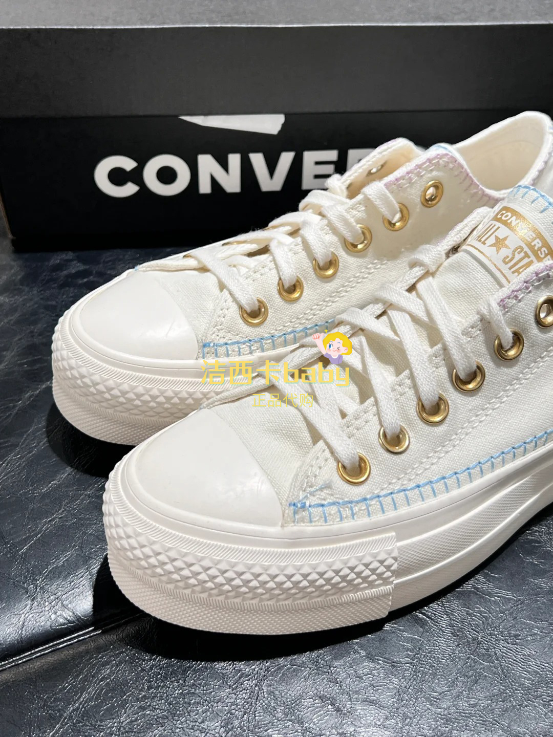 Converse匡威正品女子All Star Lift雏菊厚底增高帆布鞋 A08732C-图1