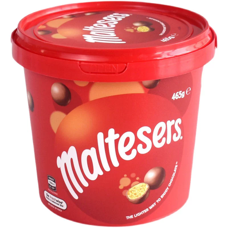 Шоколадные конфеты (Maltesers), 465 г ведёрко, австралийский молочный шоколад с хрустящим центром