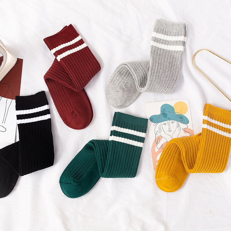 日系堆堆袜二杠韩版长袜子女中筒袜秋冬百搭学院风潮流四季原宿风,淘宝优惠券,粉丝福利购,淘宝优惠卷
