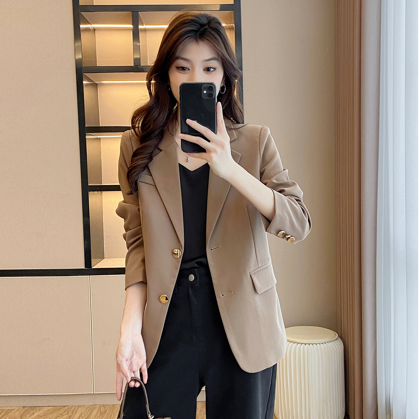 休闲小西装外套女2026春秋季新款高级感大码修身显瘦百搭长袖西服,淘宝优惠券,粉丝福利购,淘宝优惠卷