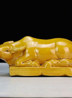 手工陶瓷卧牛厨房卫生间家居摆件